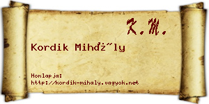 Kordik Mihály névjegykártya
