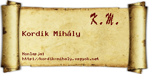 Kordik Mihály névjegykártya